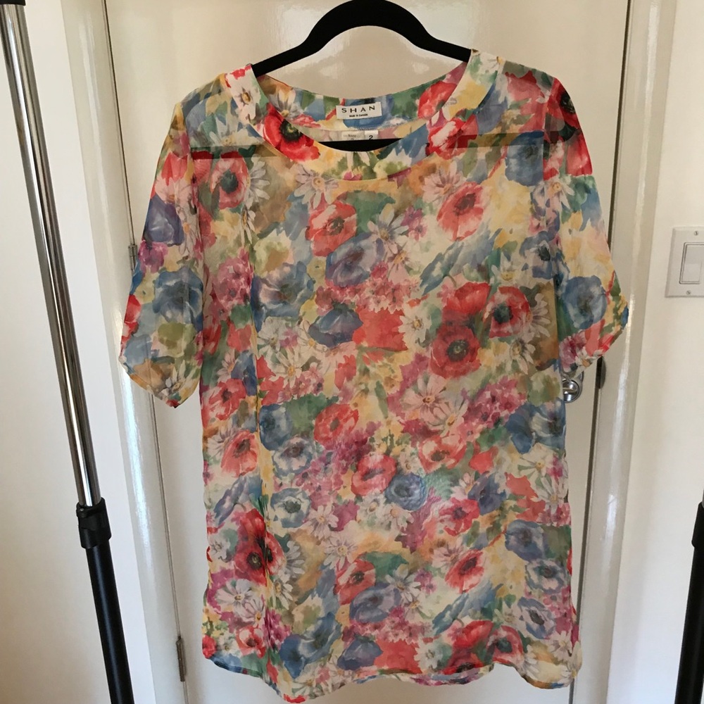 Floral sheer bathing suit cover up